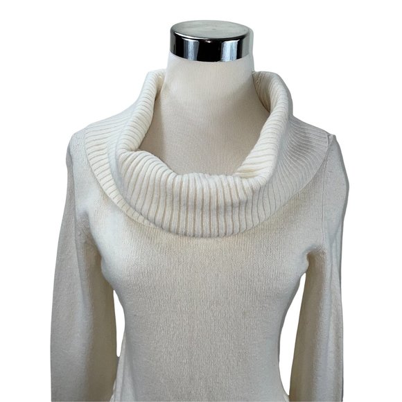 Ann Taylor Angora Blend Ivory Long Oversized Drawstring Sweater Stretch Tunic - Picture 4 of 10